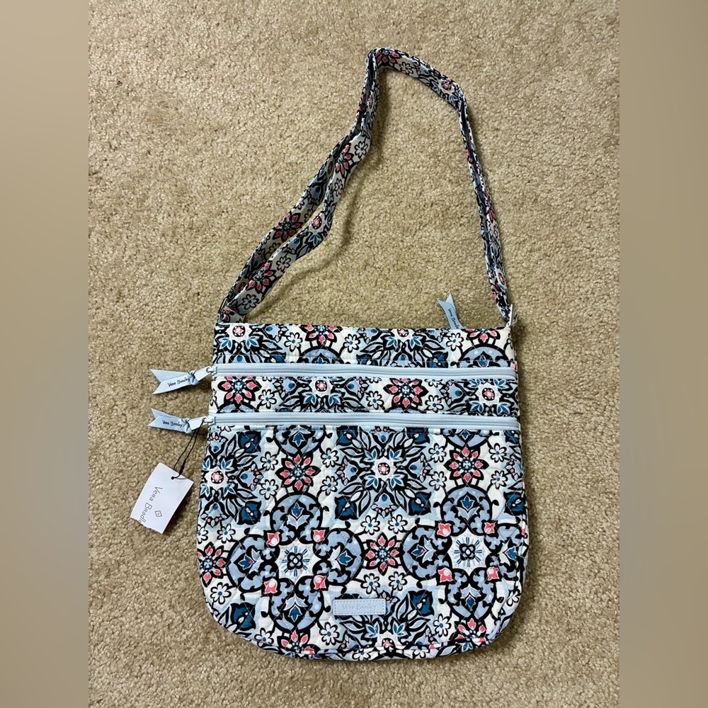 NEW Vera Bradley Trio Zip Hipster crossbody Lisbon Medallion blue floral Y2K
